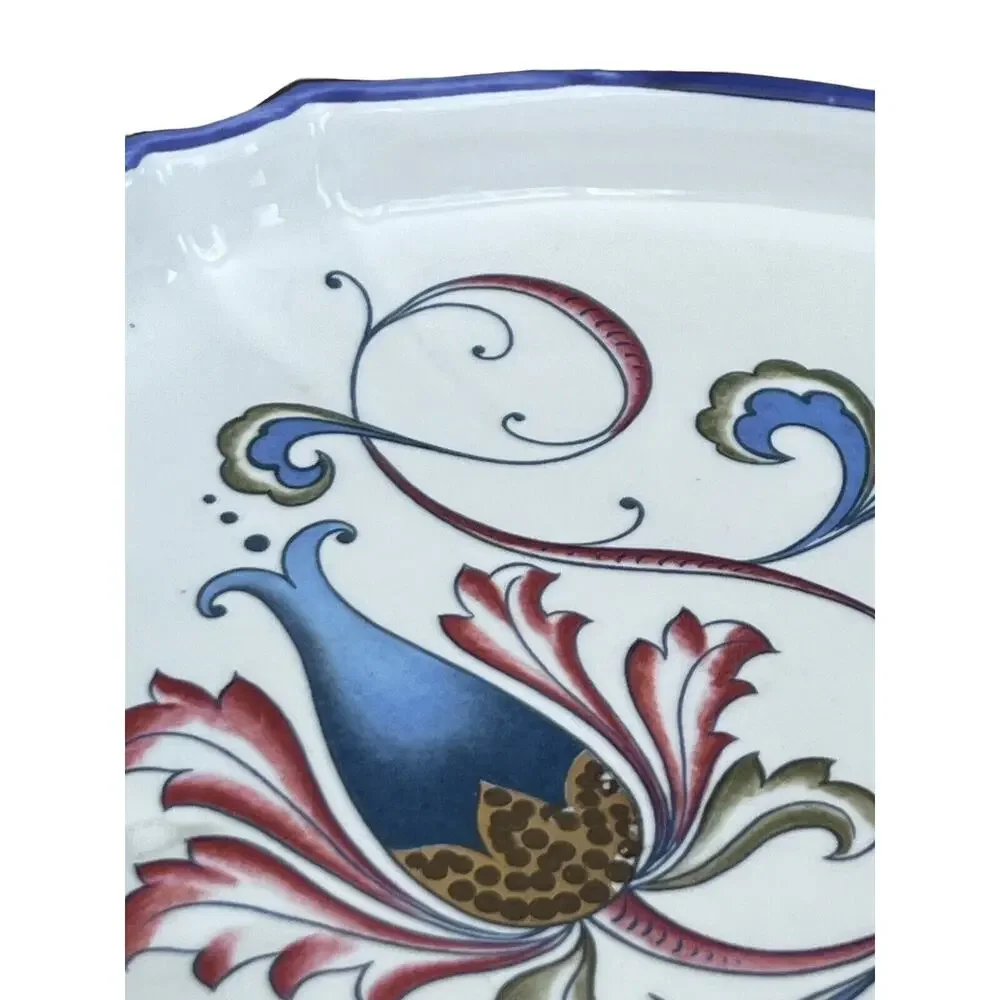 Italian Earthenware Floral Ceramic Glazed Handpainted Serving Dish Platter Italy